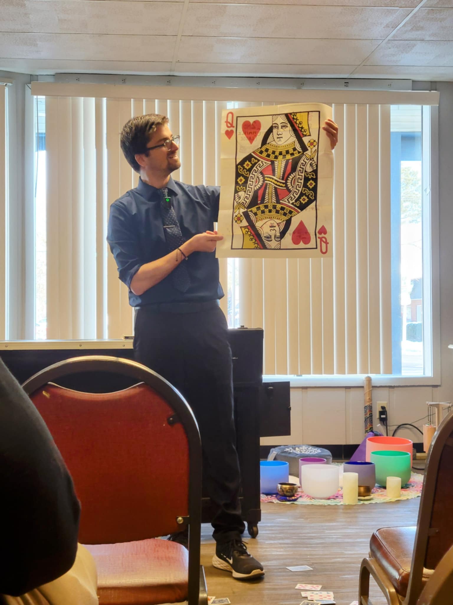 Magician Daniel Sawdon performing card trick